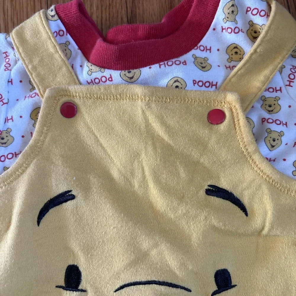 Disney‎ Winnie the Pooh Baby Romper and T-Shirt Set Yellow Red 3-6 Mths Vintage